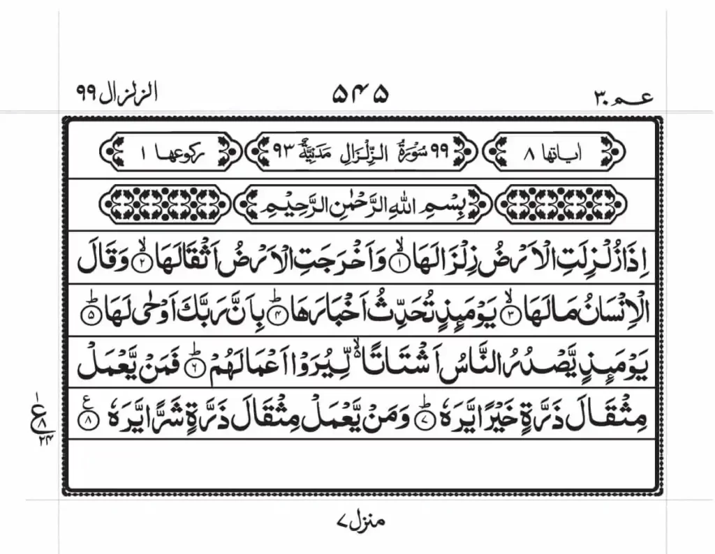 Surah Zalzalah PDF Read Online