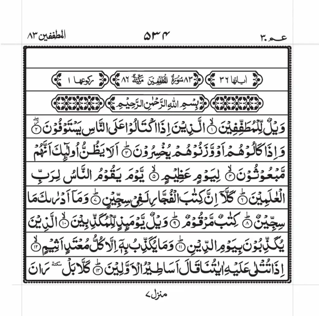 Surah Mutaffifin Read Online 1