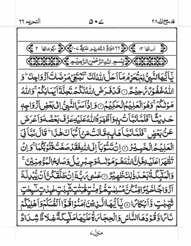 Surah Tahrim Read Online 1