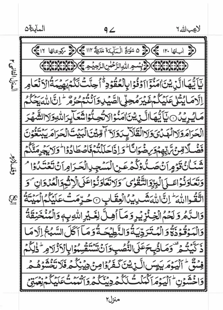 Surah Maidah Read Online 1