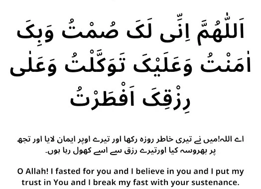 Dua for breaking fast with translation