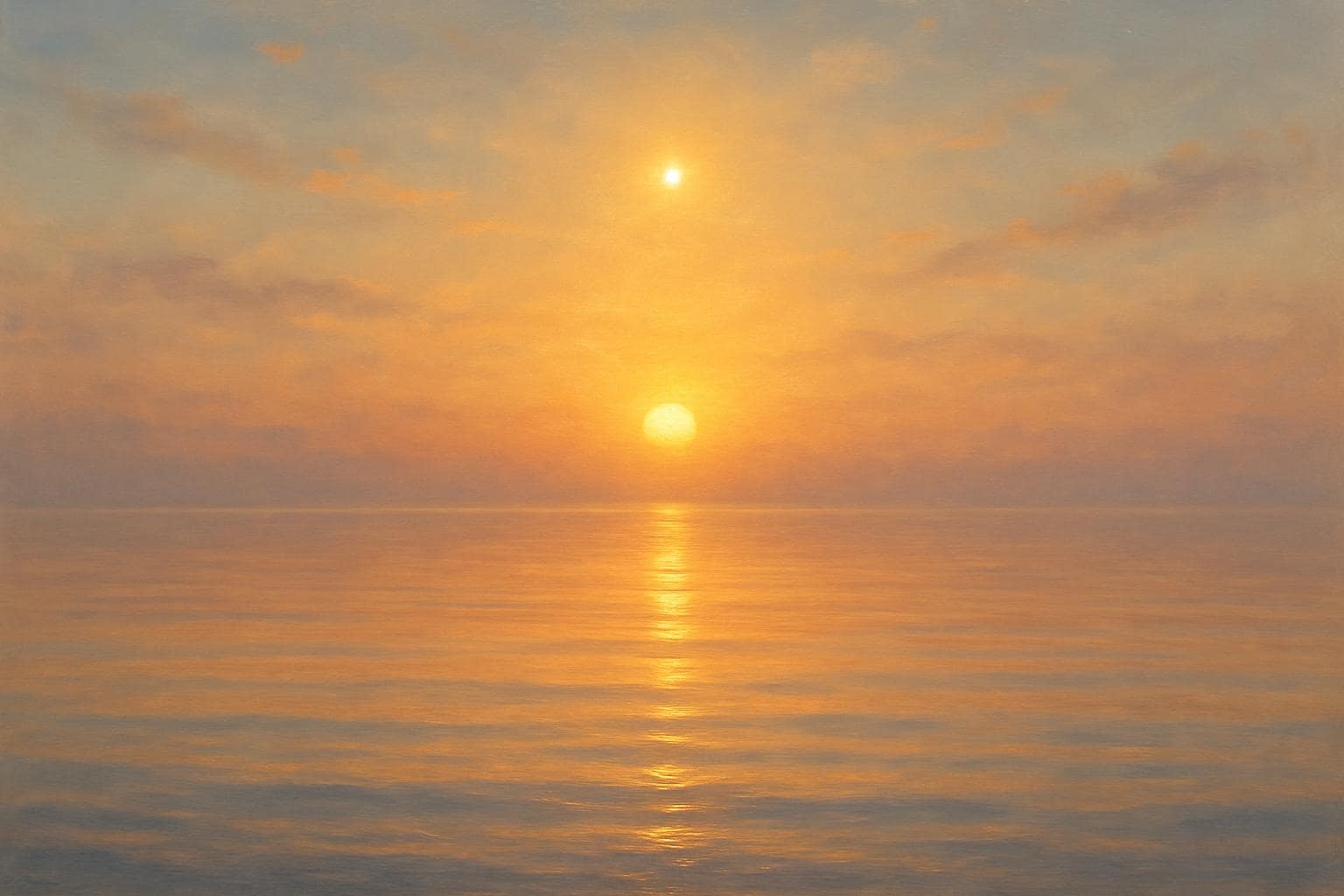 Golden sunrise over calm water symbolizing new beginnings