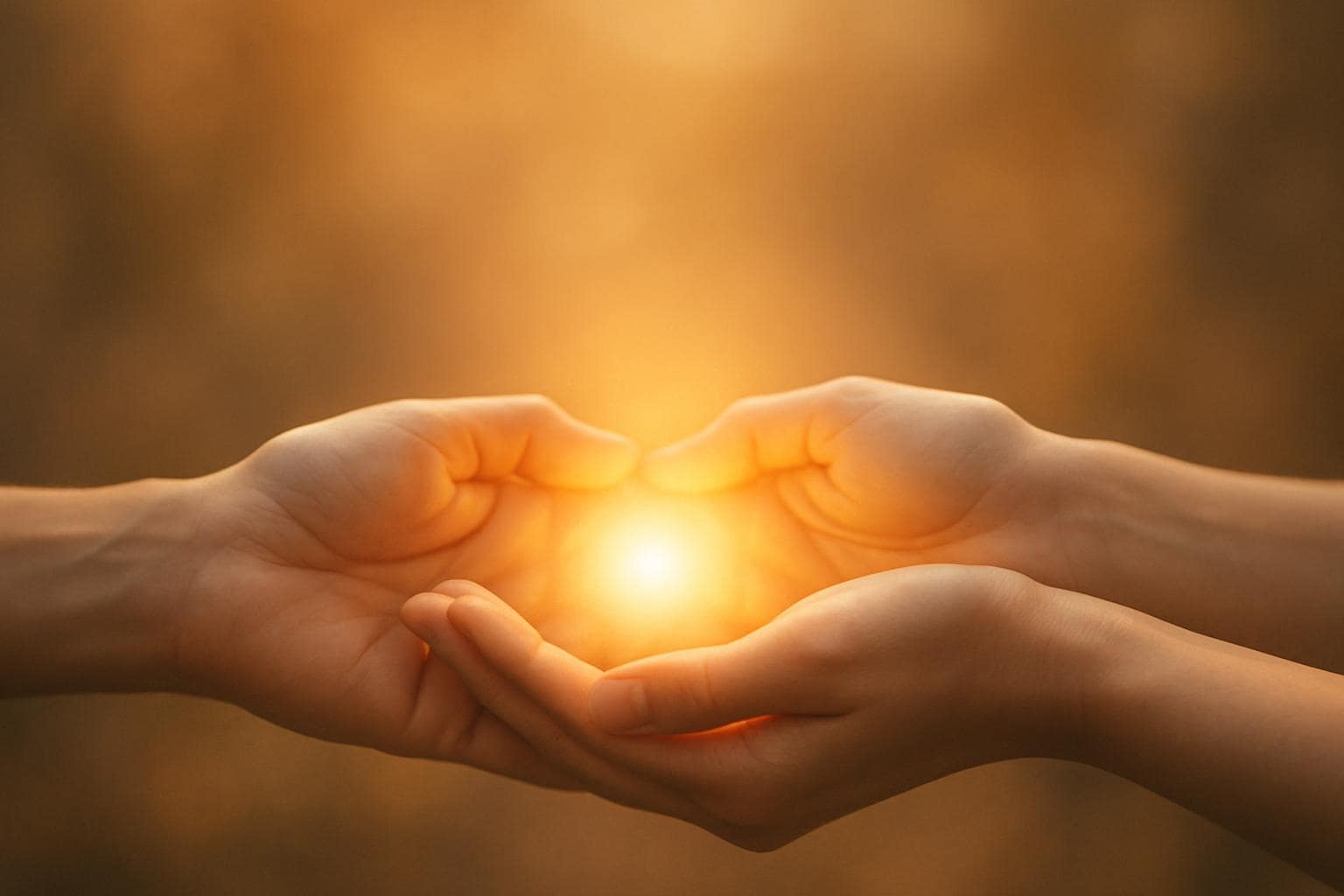 Hands cupping a warm glowing light symbolizing partnership and trust