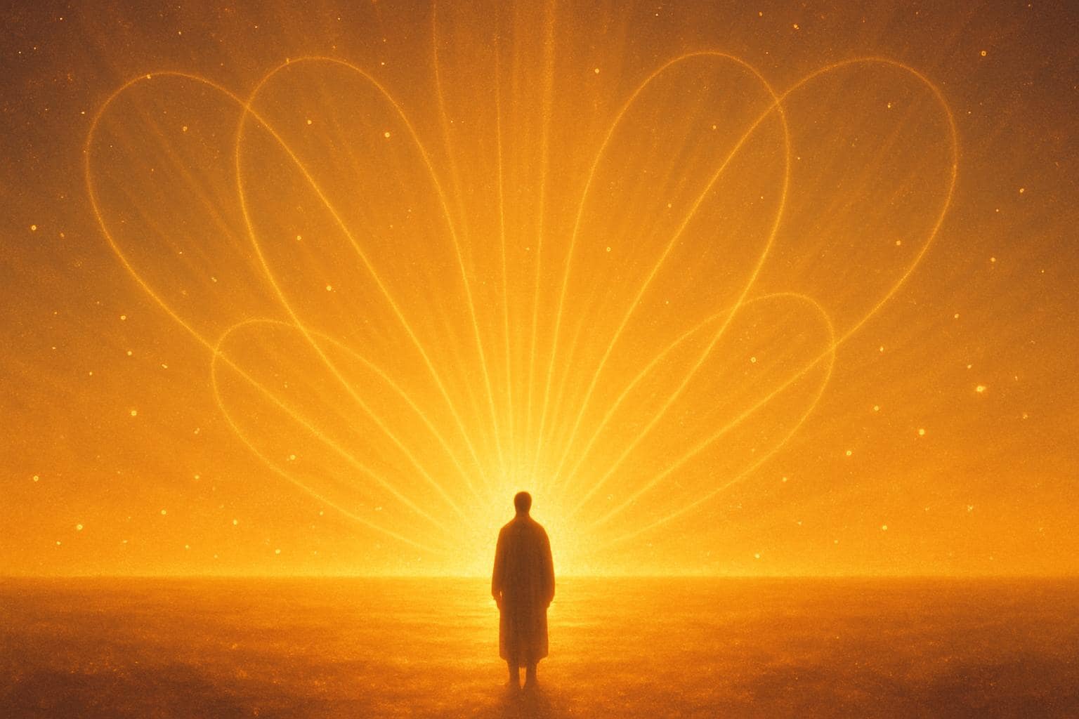 Person standing in golden light symbolizing abundance and spiritual awakening