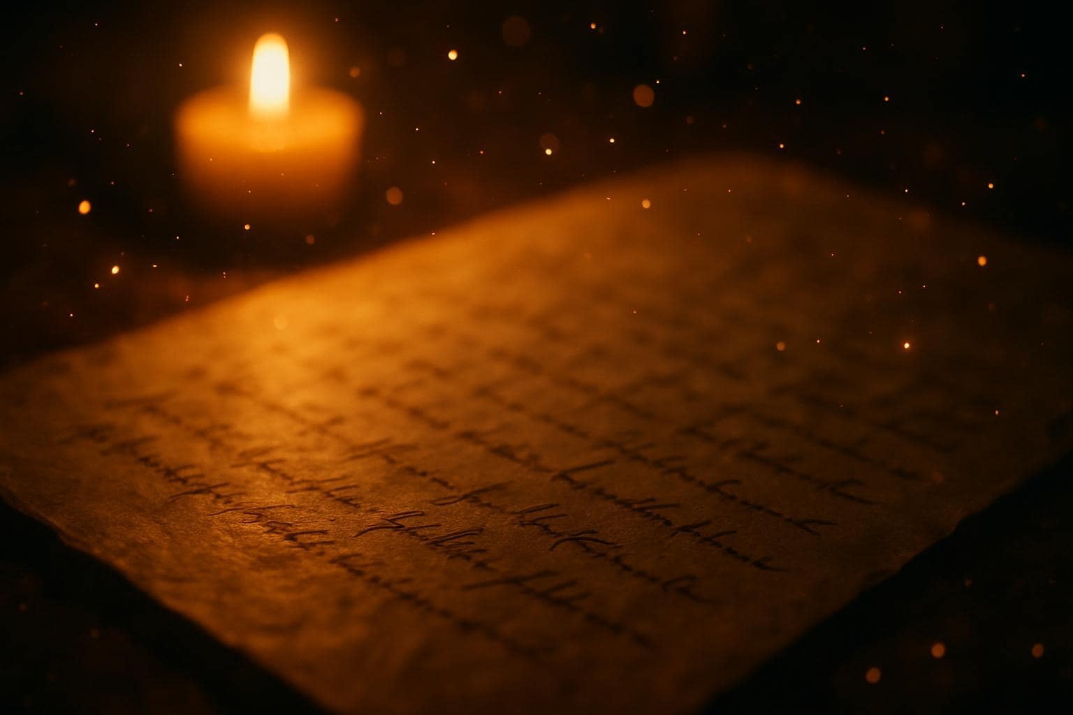 Warm candlelight illuminating a handwritten letter, symbolizing the personal nature of a birth name