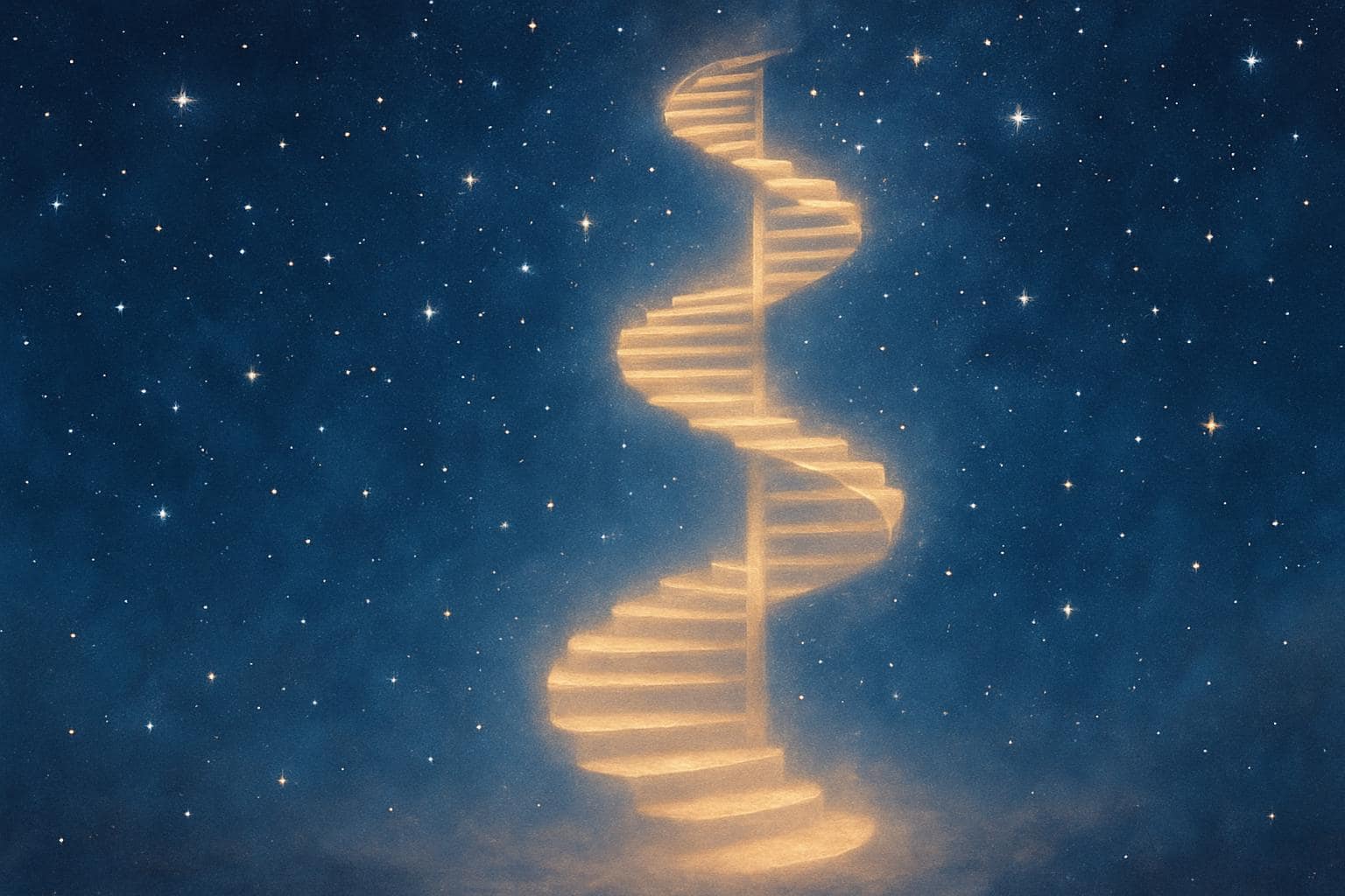 A glowing spiral staircase symbolizing the nine-year personal cycle