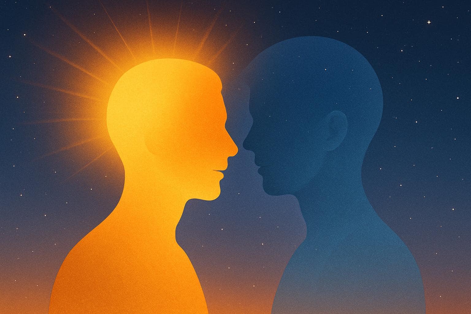 Overlapping silhouettes symbolizing the outer personality and the inner self