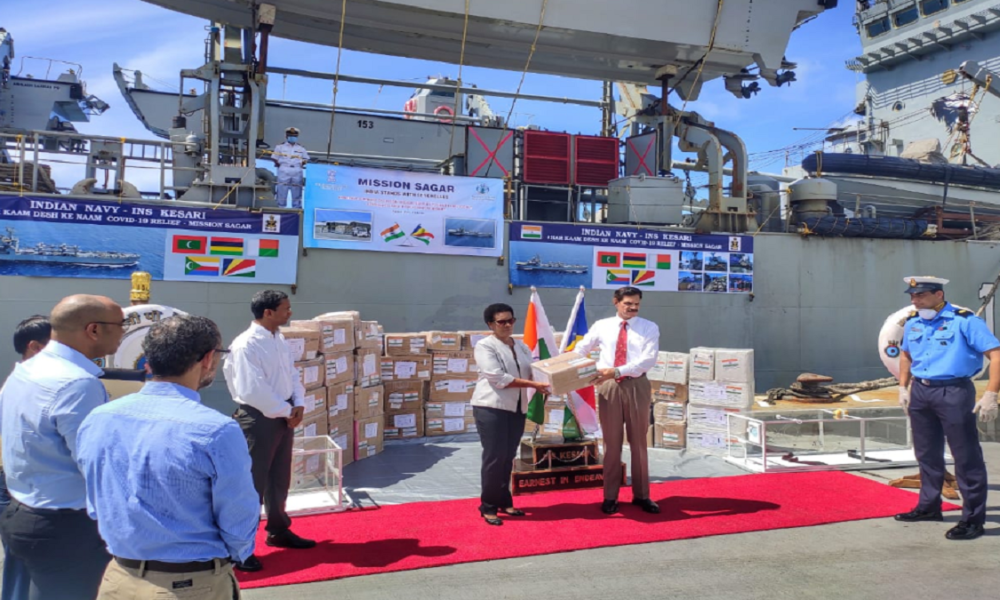 INS Kesari delivers medicine supplies to seychelles under Mission Sagar