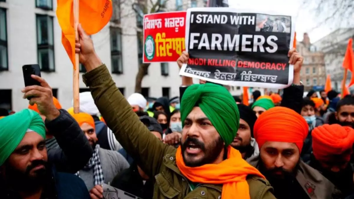 Khalistani flags seen at London protest held in support of Indian farmers