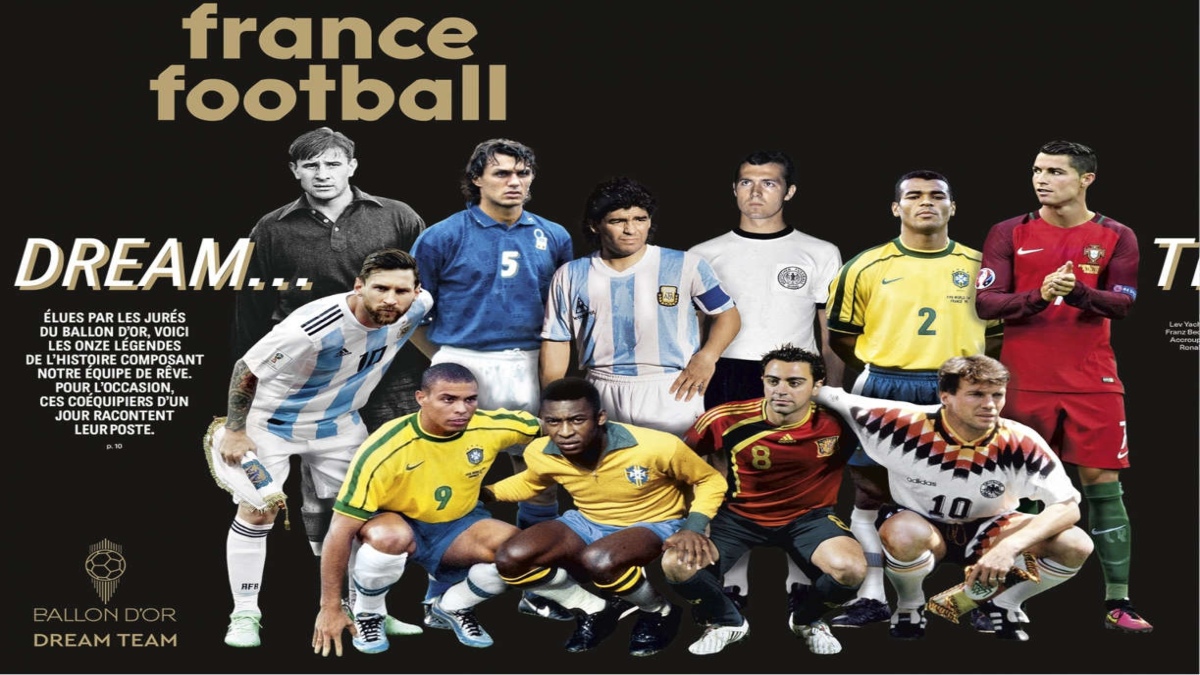 MESSI, RONALDO, MARADONA AND PELE IN BALLON D’OR DREAM TEAM