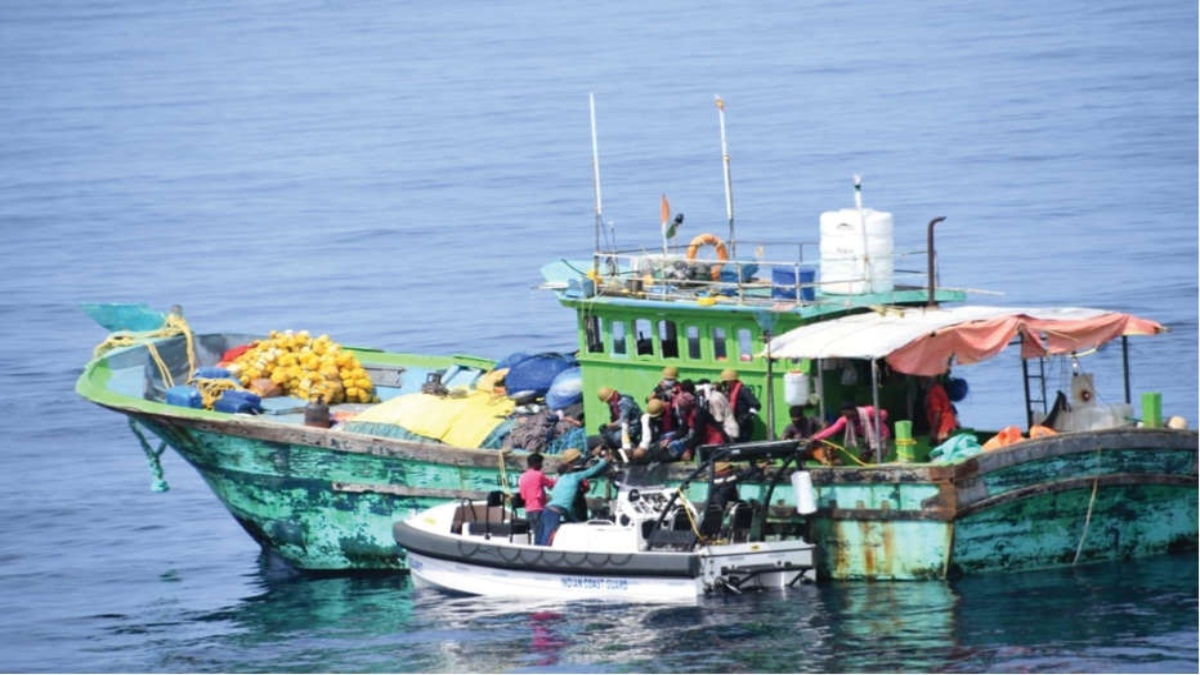 RESCUE OF 11 DISTRESSED FISHERMEN OFF KARNATAKA COAST AT SEA