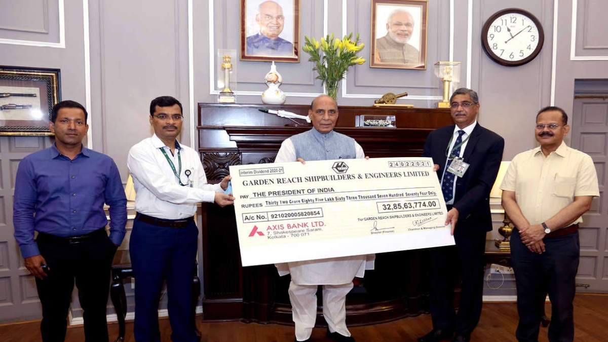 BEL hands over second interim dividend cheque of Rs 174.43 crore to Rajnath Singh