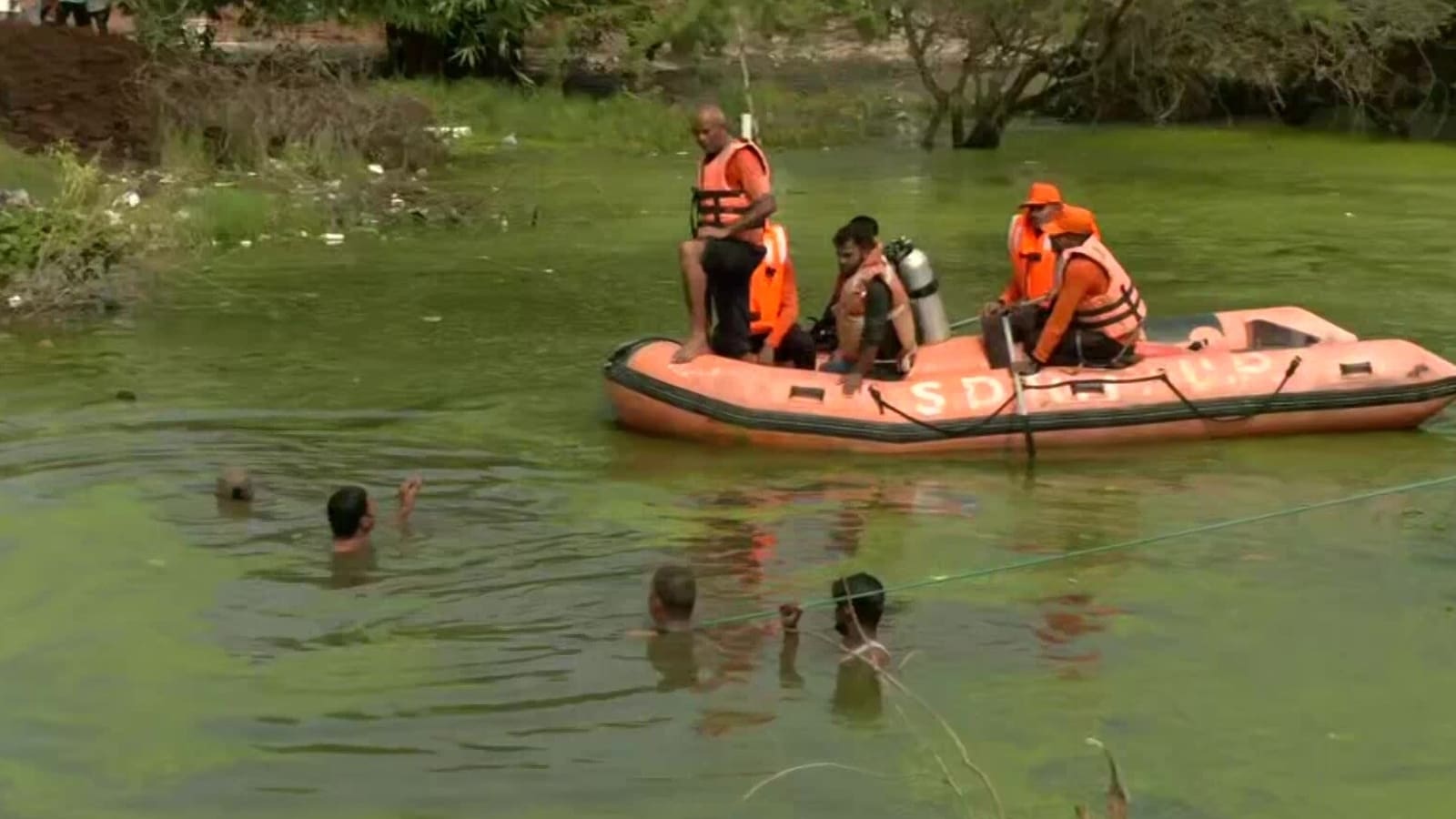 10 people were killed and 37 were evacuated in Lucknow after a tractor-trolley fell into a pond.