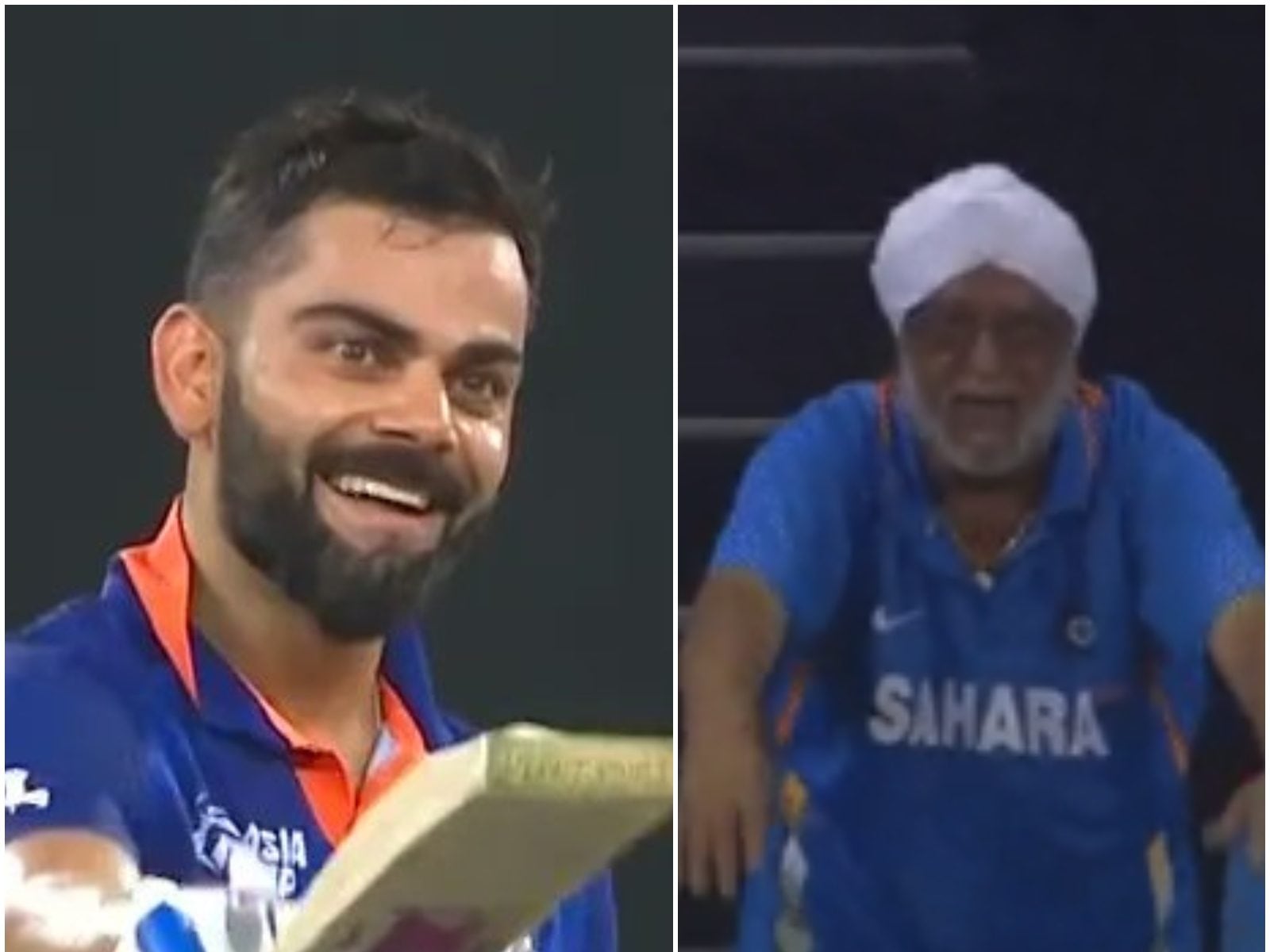 After Virat Kohli Scores his 71st international century, an elderly man seen bowing before him