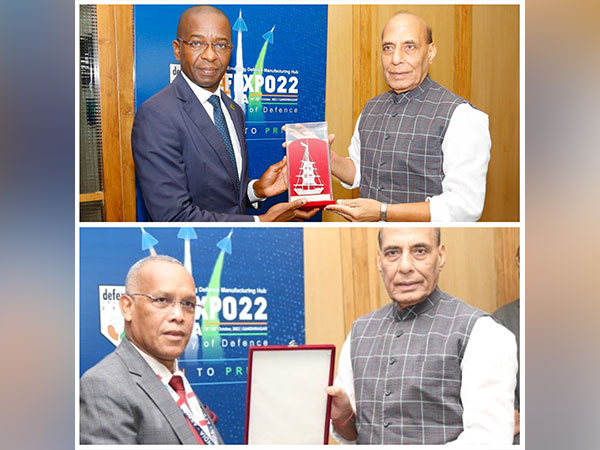 DefExpo 2022: Rajnath Singh meets counterparts from Mozambique, Madgascar