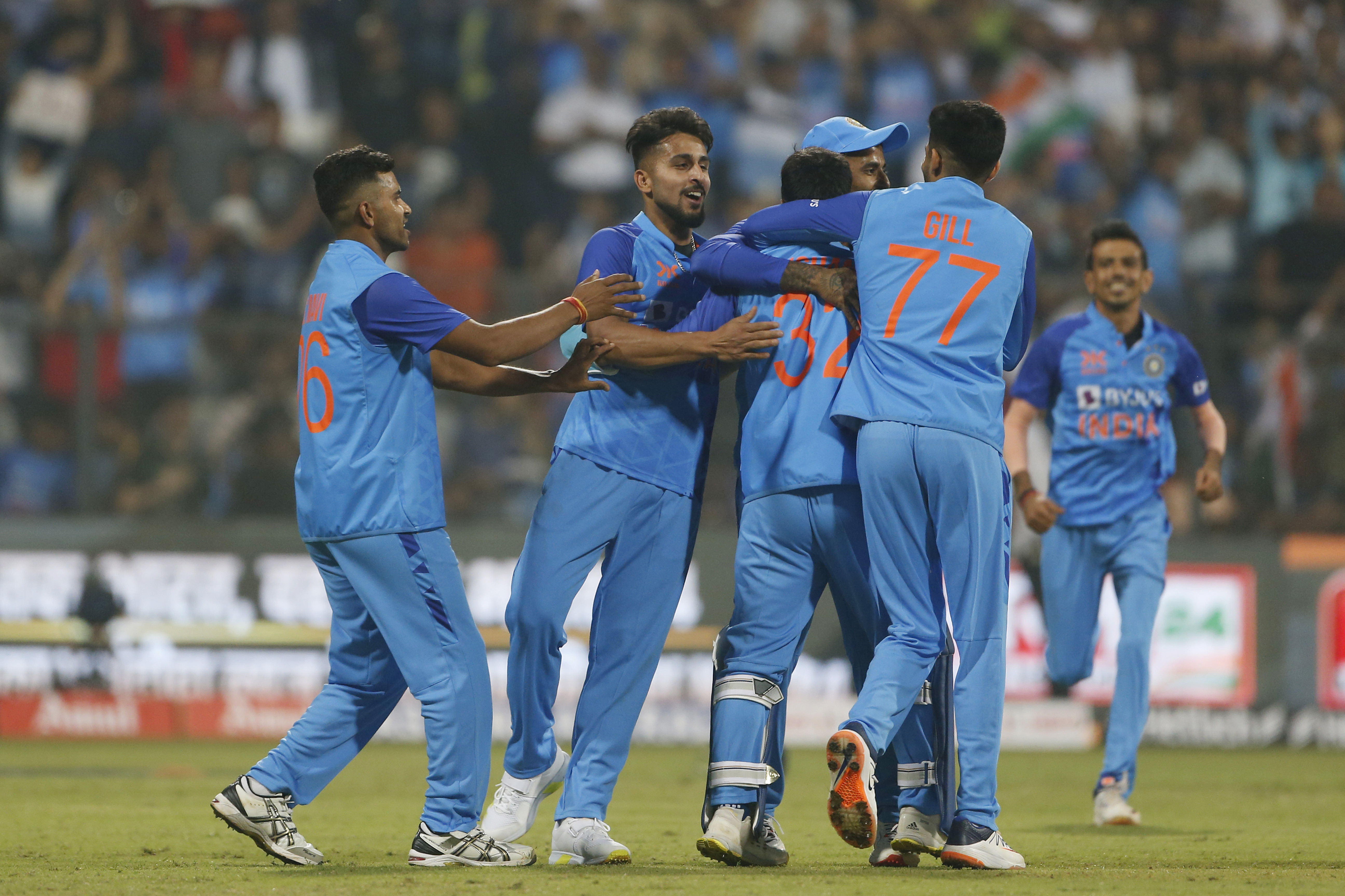 IND vs SL 1st T20: Indian players celebrate during the match