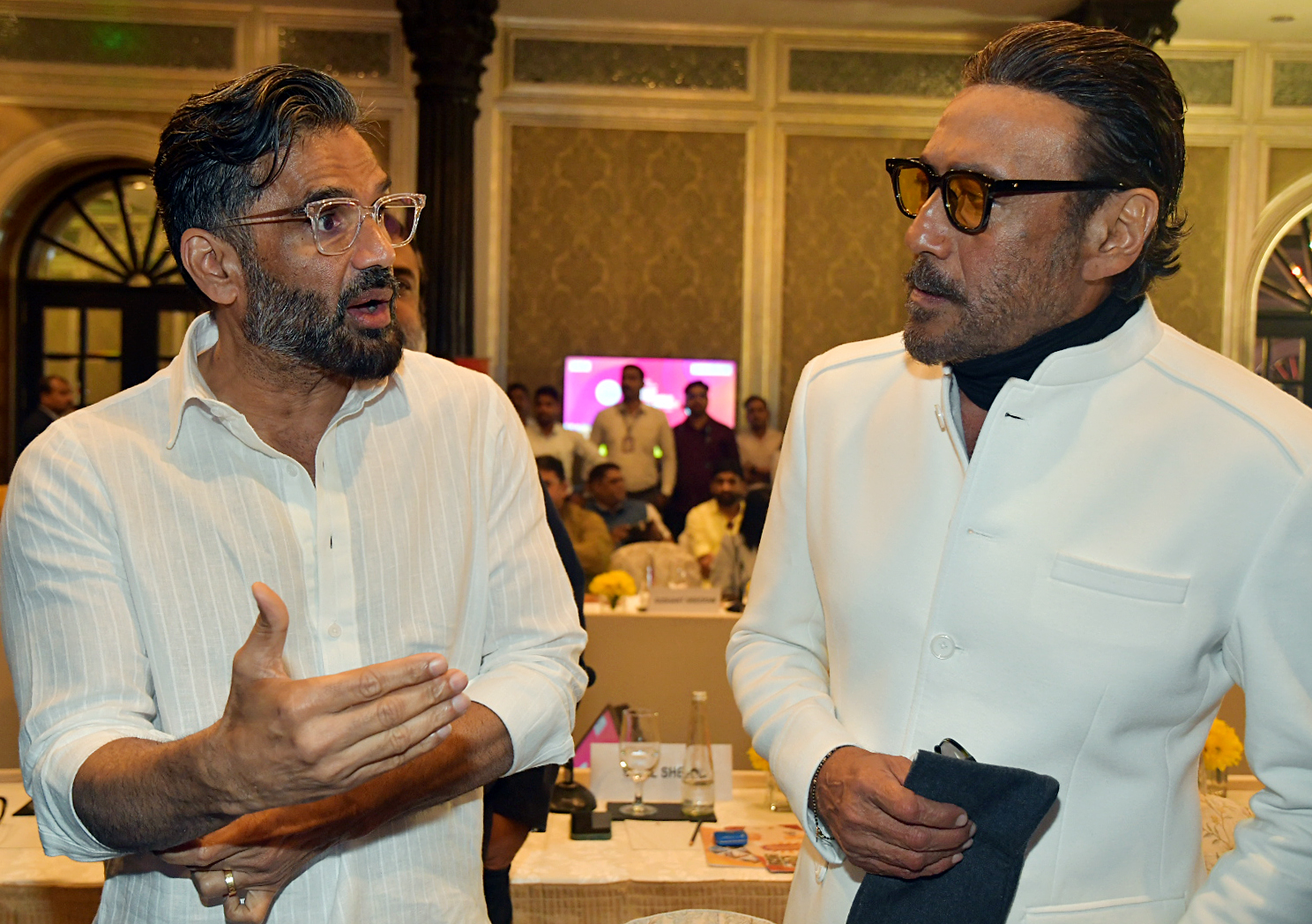 Suniel Shetty and Jackie Shroff during the meeting with UP CM Yogi Adityanath