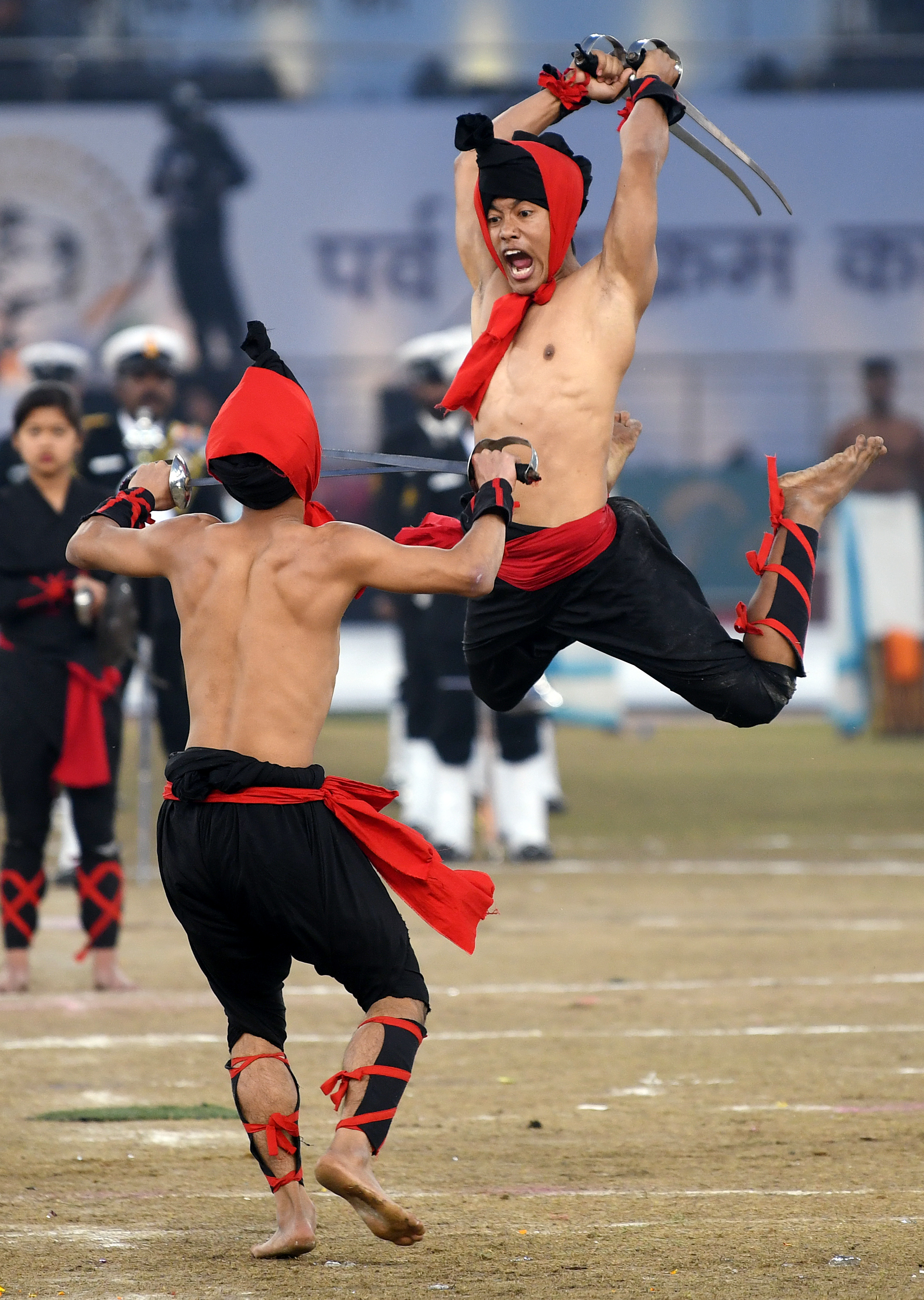 Military Tattoo and Tribal Dance festival: Kalaripayattu being performed 