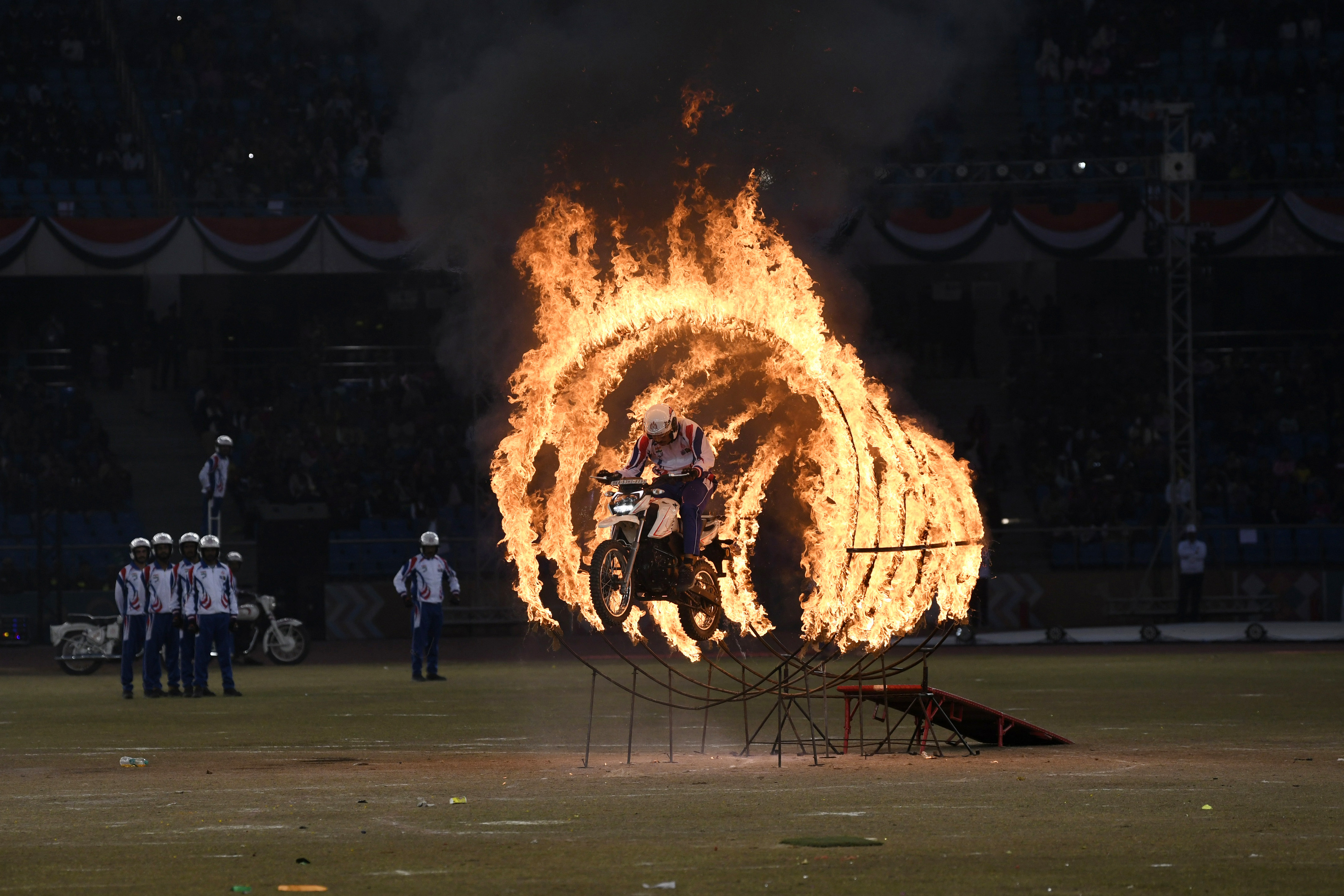 Military Tattoo and Tribal Dance festival: Army Daredevils performs fire stunt