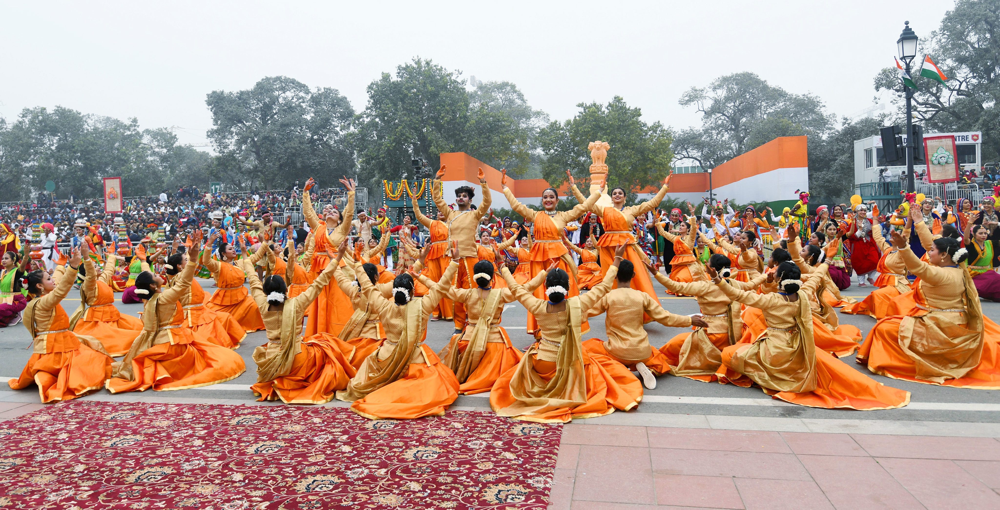 74th Republic Day: Students perform during the Parade