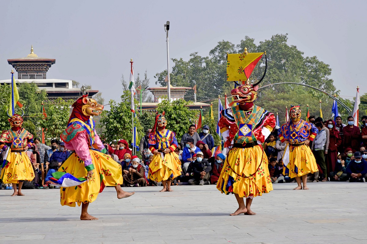 Buddhist Monks from Bhutan perform at annual Mask Dance in Bodh Gaya