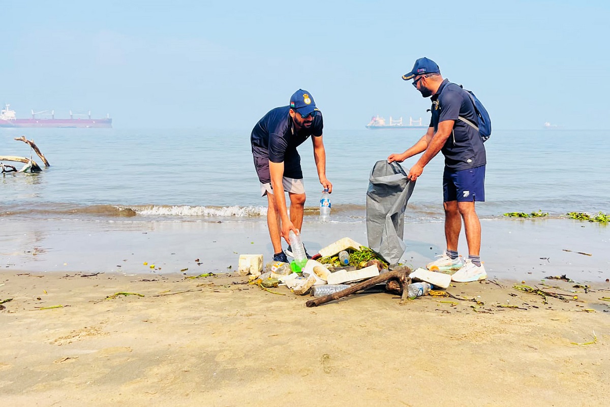 Indian Navy conducted a clean coastal drive at Visakhapatnam