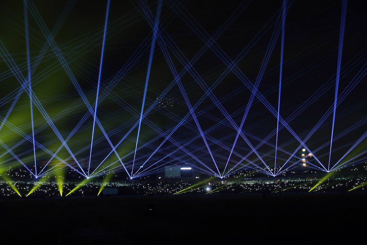 A Laser Show on display at Eden Gardens in Kolkata