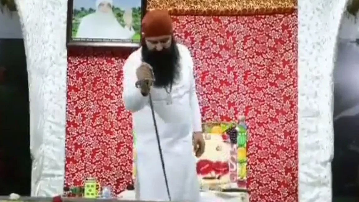 Dera Chief Ram Rahim cuts cake with sword; Video goes viral