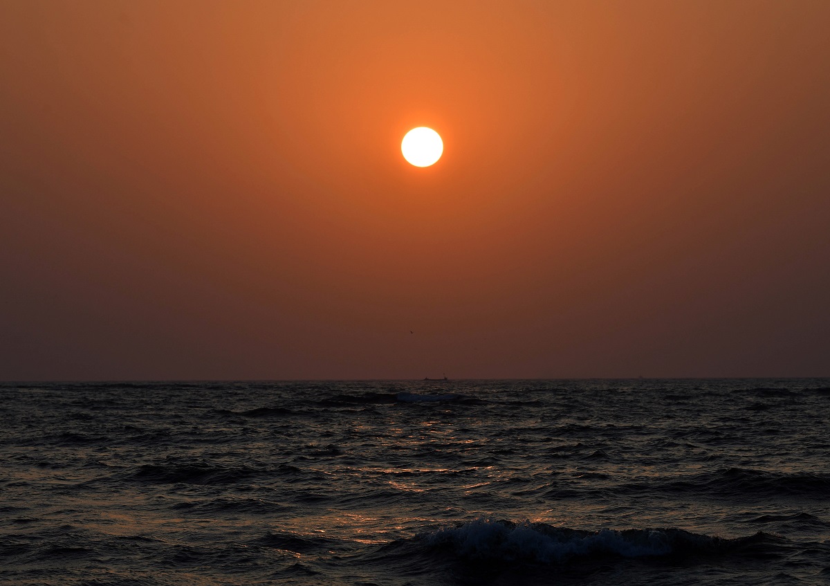 A sunset view at Miramar Beach in Panaji