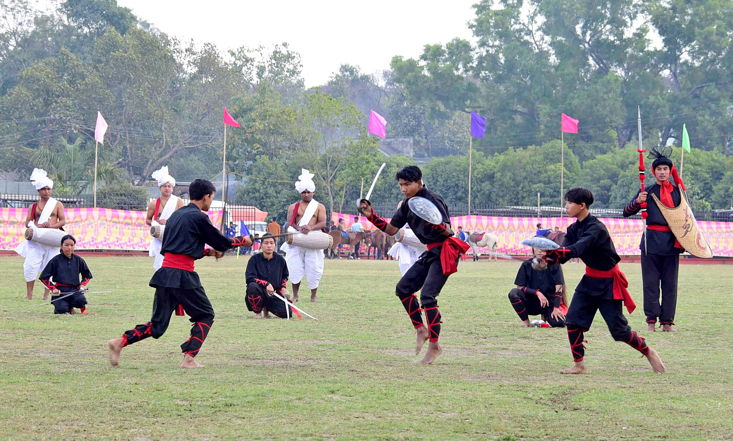 6th Women’s International Polo Tournament: Volunteers perform during the inaugural ceremony