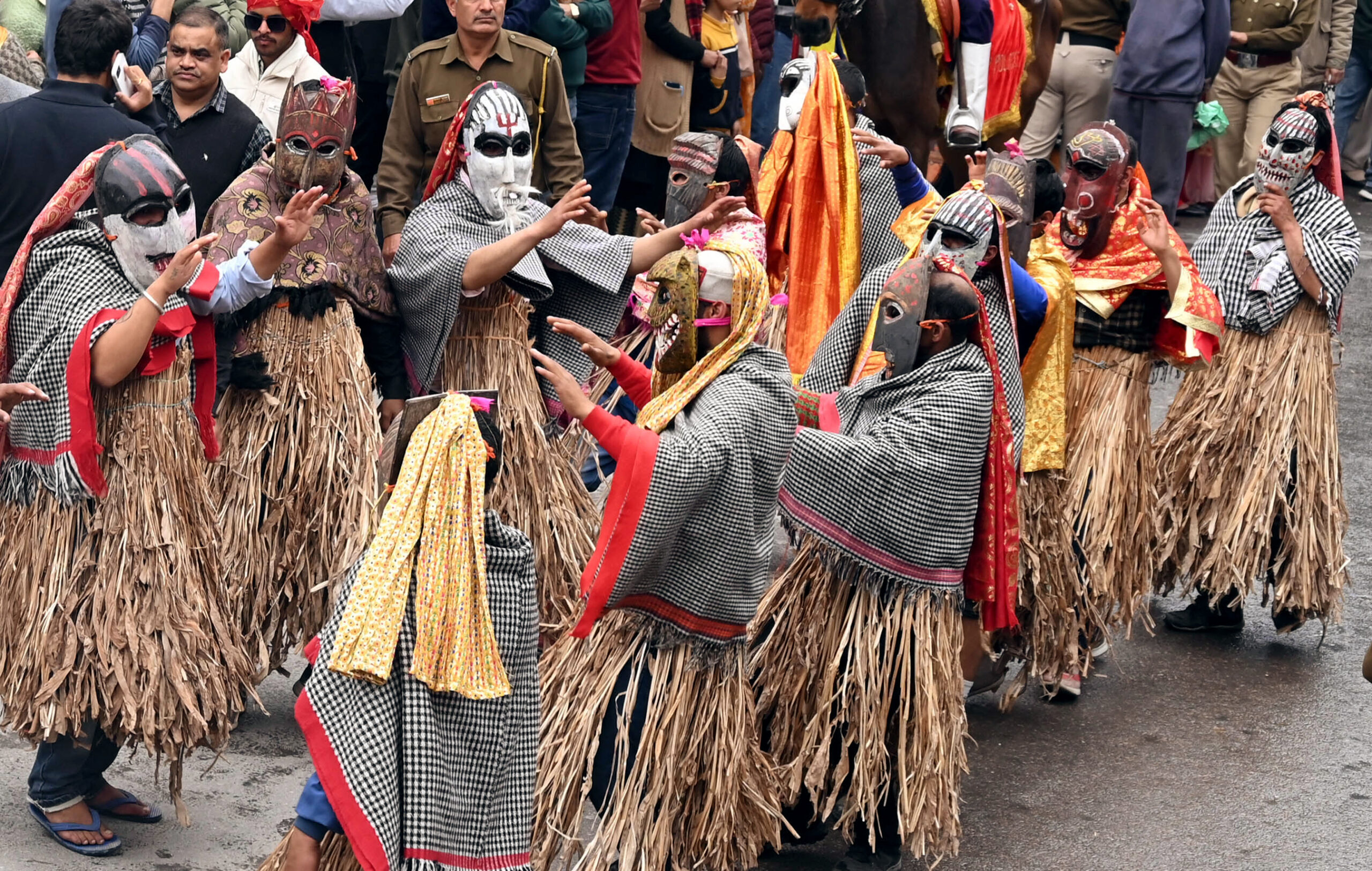 Tribal artists participate during the Maha Shivaratri festival celebrations