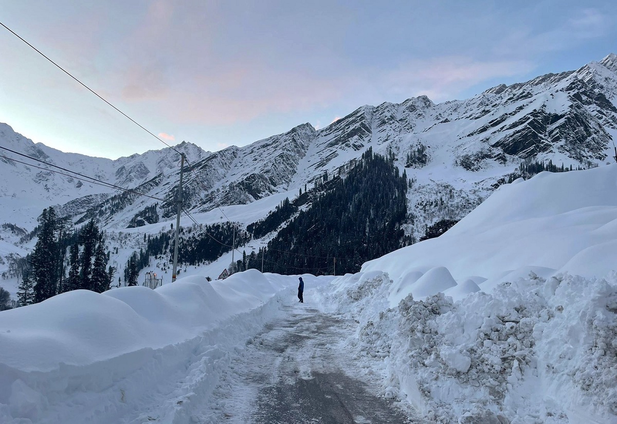 Snow-clad mountains near the South Portal of Atal Tunnel Rohtang