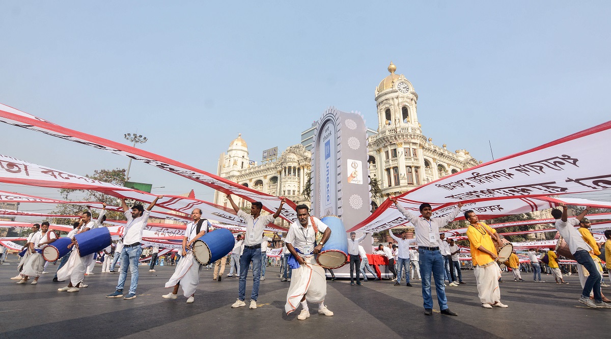 People celebrate 1 year anniversary of the recognition of Kolkata’s Durga Puja by the UNESCO