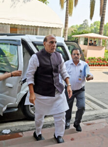 Rajnath Singh at Parliament ahead of Budget Session