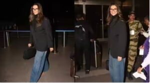 Deepika Padukone smiles, greets paps at Mumbai Airport before flying to US for Oscars