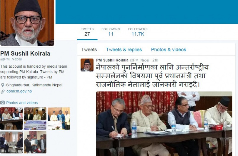 Nepal PM’s official Twitter account hacked