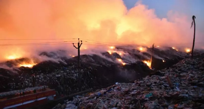 Kerala:  On Cochin port authority land, a major fire breaks out