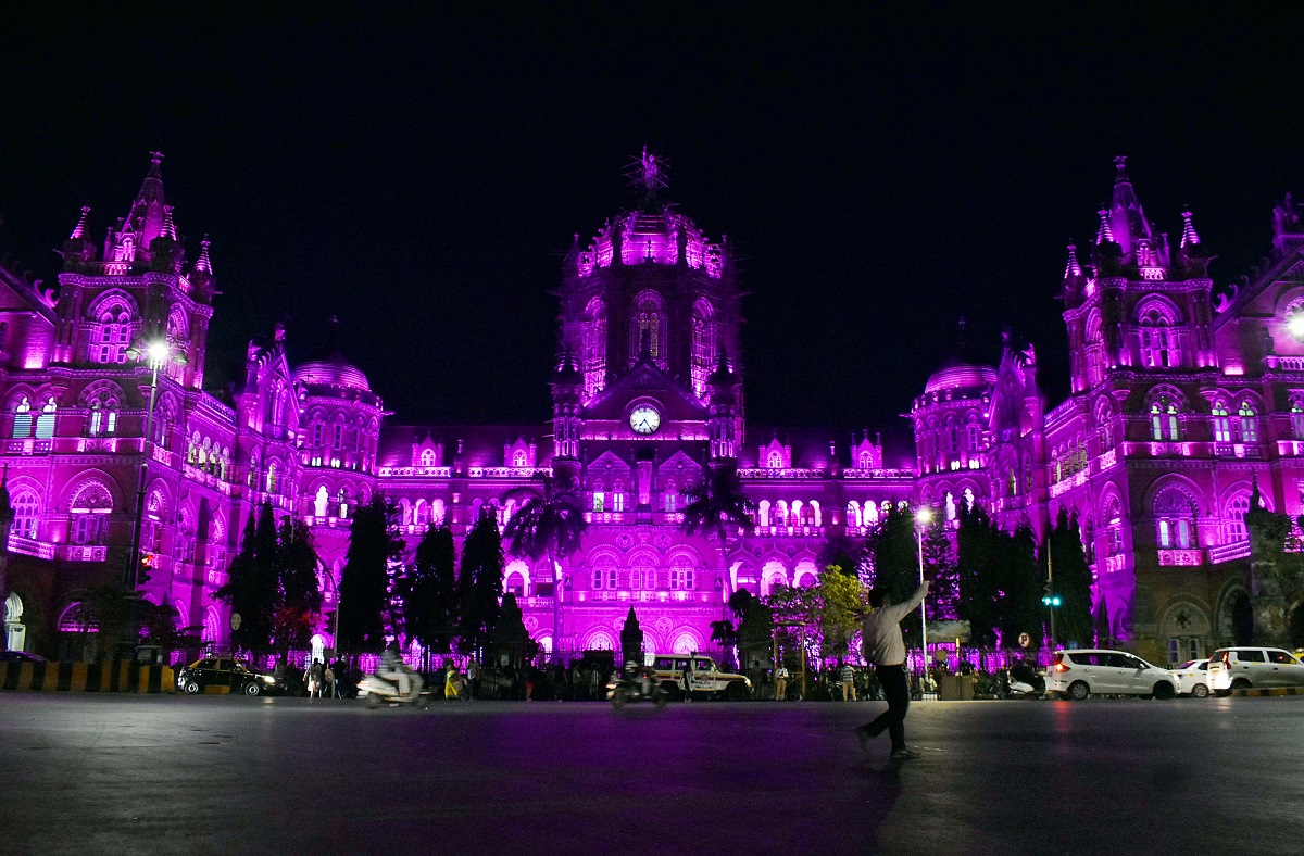 Chhatrapati Shivaji Maharaj Terminus illuminates with pink lights on the occasion of International Women’s Day