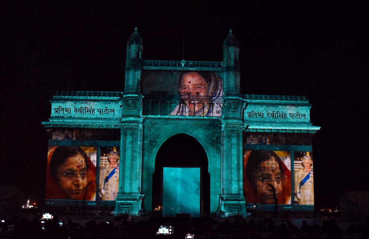 Images of Pratibha Patil being projected on the occasion of International Women’s Day