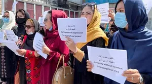 Afghan women in Kabul protest for right to education, work