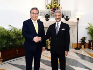 South Korean Foreign Minister Park Jin expresses his gratitude to External Affairs Minister S Jaishankar