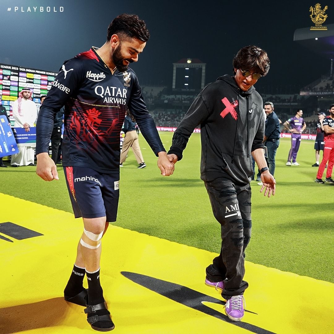 IPL 2023: SRK teaches Virat Kohli ‘Jhoome Jo Pathaan’ hook step