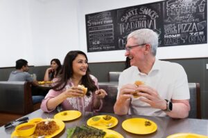 Madhuri Dixit and Tim Cook indulge in a Vada pav feast