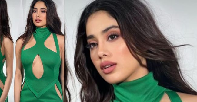 Janhvi Kapoor gets brutally trolled for a green backless, thigh-high slit dress