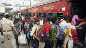 Passengers board Coromondal Train after tracks repaired