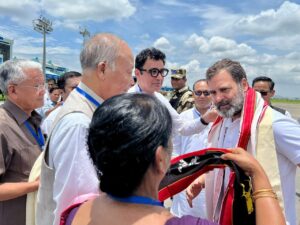 Rahul Gandhi reaches Imphal for his two-day visit to Manipur