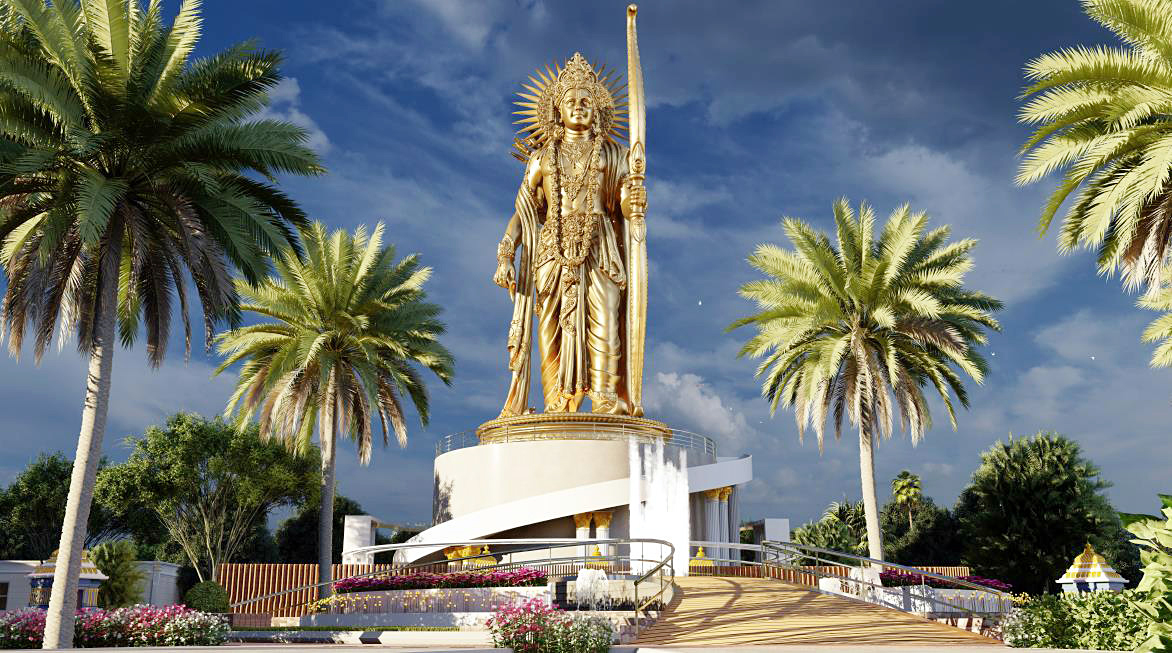 Glimpse of the 108-foot-tall statue of Lord Shri Ram