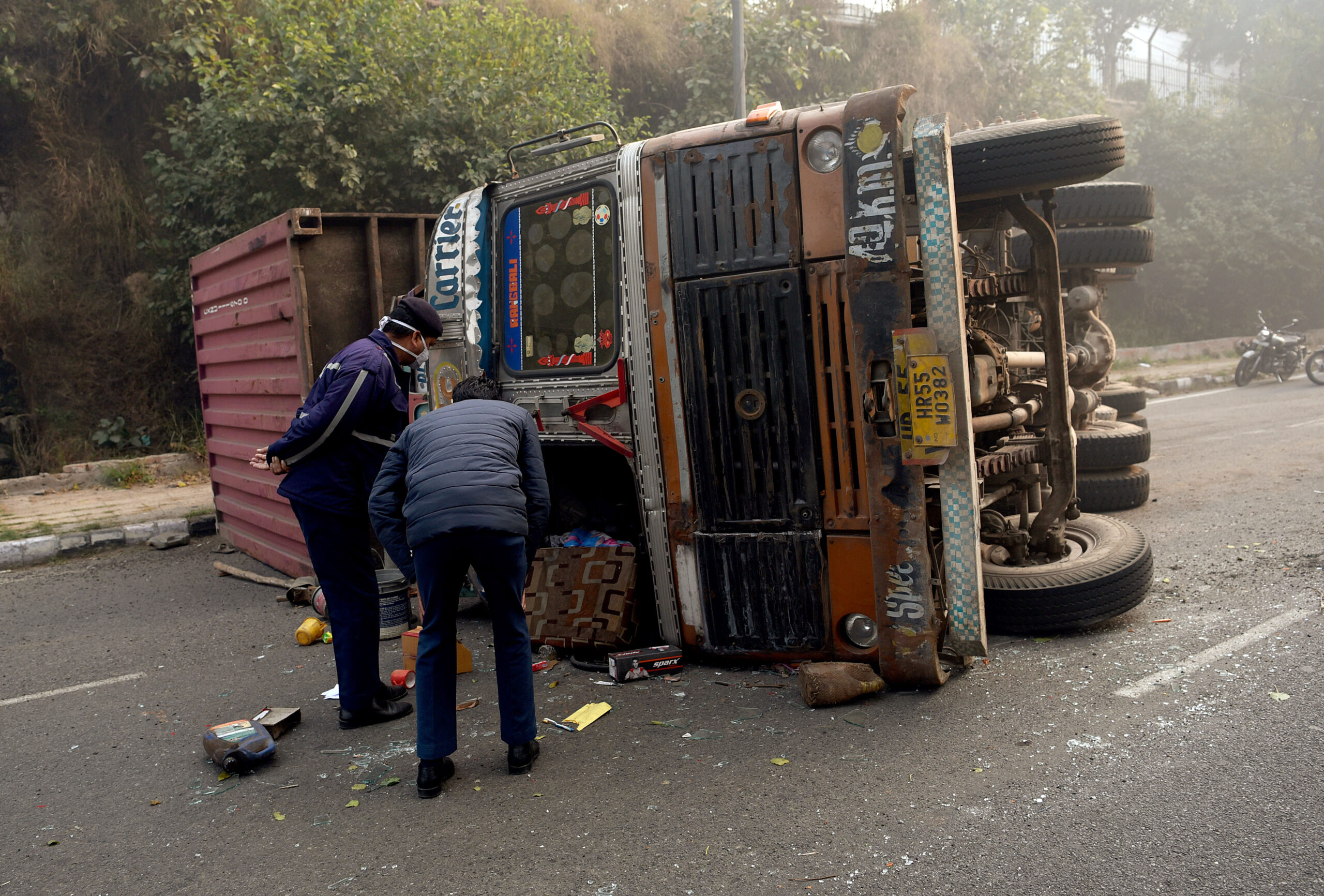 container overturns