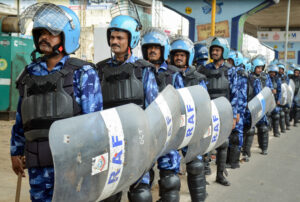 Rapid Action Force (RAF) personnel deployed at Badshahpur