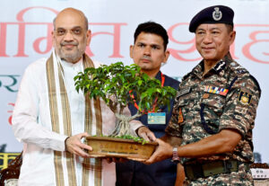 Amit Shah during the e-dedication of 15 different schemes of CRPF